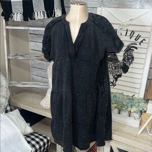 Zenana  Black Gauze soft material Tiered Dress